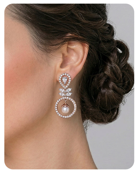 Aurelia Pearl Halo Diamond Earrings